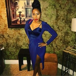 ASOS Blue Satin Corset Wrap Dress